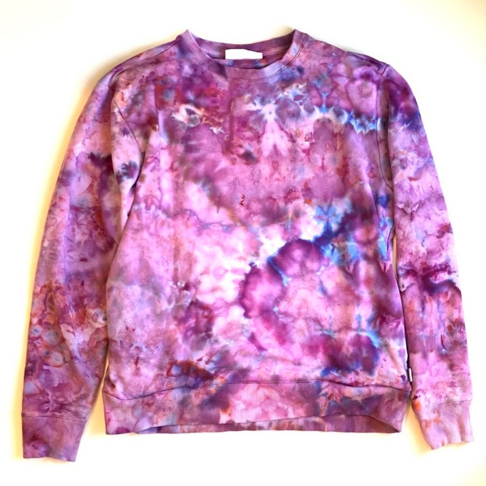Fila Long Sleeve Crew Neck Custom Tie Dye Sweatshirt with Pockets